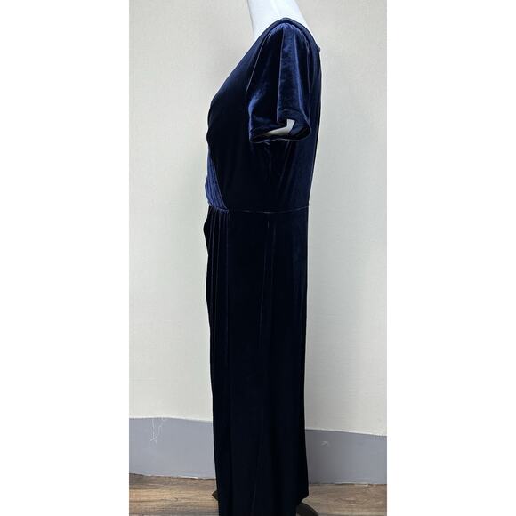 REVELRY Velvet Bridesmaid Dress in Deep Blue Women's Size 16 Faux Wrap. - Picture 11 of 16